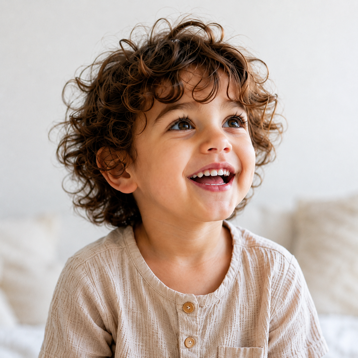 A smiling young child